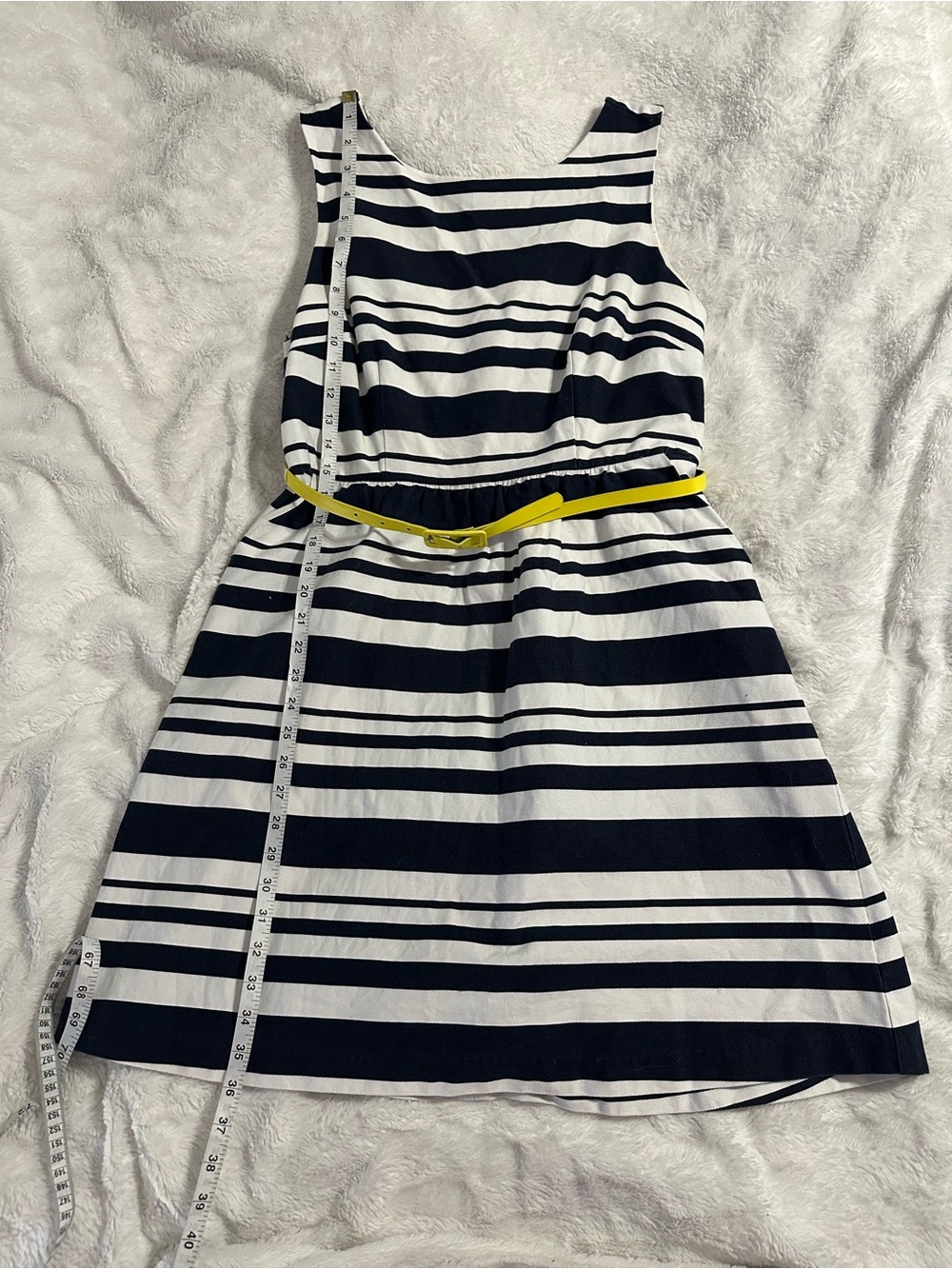 The Limited Navy and White Striped Sleeveless Dress with Yellow Belt - Picture 6 of 6